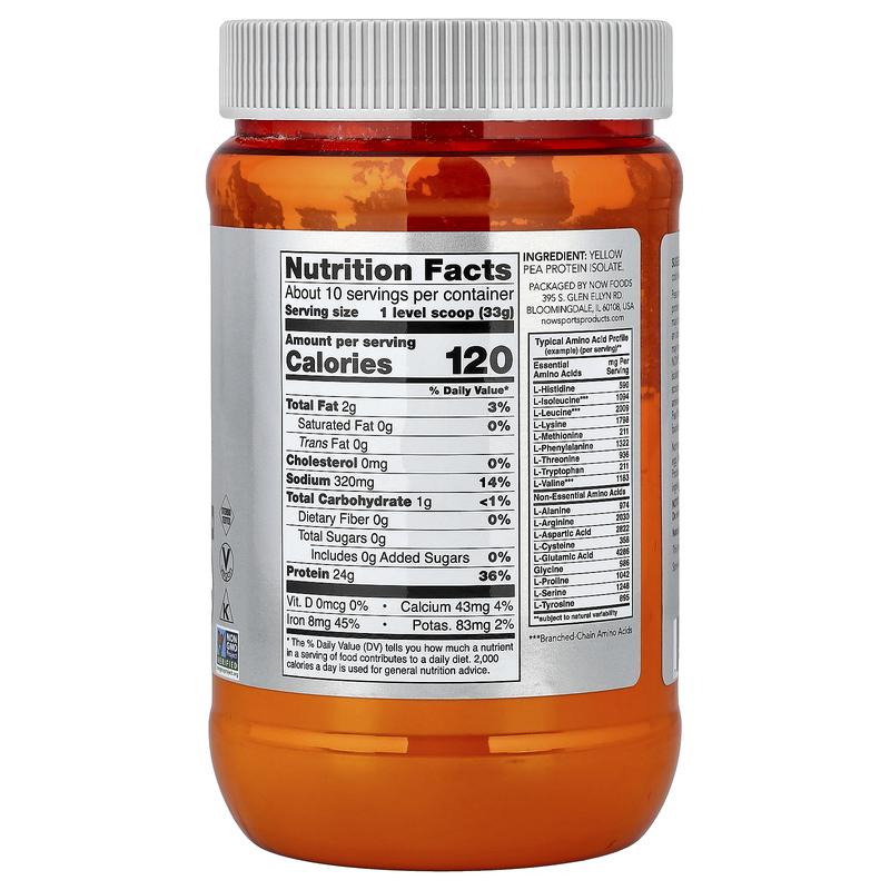 NOW Foods Sports, Pea Protein, Unflavored, 12 oz (340 g)