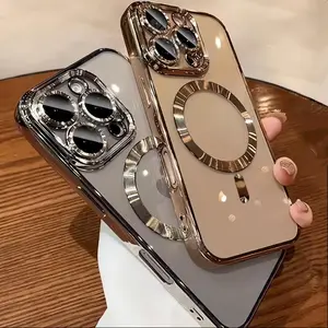 Magnetic iPhone Cases for 17 Pro Max iphone16 15 14 13 12 11 Pro Max Plus Full Lens Coverage Ultra-thin Shockproof phone case Cellphone Protector  Compatible with MagSafe Built-in Camera  Phone Case Cover for iPhone 17 Pro Max