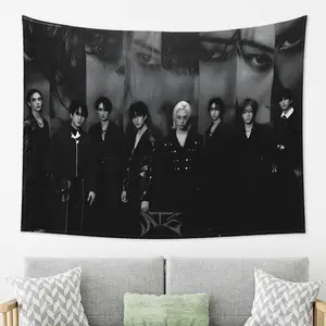2D flat printing, 1-piece SKZ collection Korean drama-inspired wall tapestry poster, featuring the names of the cast members. Korean drama wall decoration suitable for SKZ fans and for room decoration in a Korean drama style. funny tapestry durable man