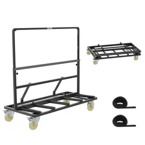 Garvee Heavy Duty Drywall Panel Dolly Cart – 1800 lbs Capacity Flatbed Platform Truck – 43 x 22 in, 2 Straps – Industrial Sheetrock, Glass, Plywood, Doors Mover – Warehouse Equipment