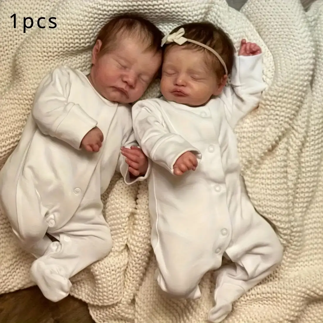 BZDOLL Lifelike Newborn Doll 1pc 19" (48cm) Realistic Sleeping Collectible - Soft Vinyl Limbs, Cloth Body, 3D Painted Light Beige Skin, Visible Veins, Hand-Rooted Strands, Christmas Presents for Girls 3+