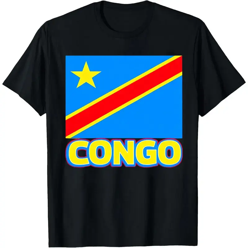 DRC Congo Flag Graphic T-Shirt, Congolese Pride Souvenir Tee for Men and Women