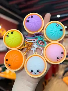 Creative Cute 3D Baozi Keychain PVC Soft Gel, Fashionable Couple Bag Charm, High-End Stylish Accessory, Perfect Gift for Friends and Family, Heart Handle Keychains