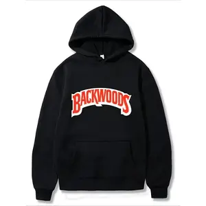 Men's Backwoods graphic pullover Graphic Hoodie - Cotton Blend Black Long Sleeve Pullover Regular Fit | Soft & Breathable Fabric, Durable Print, Everyday Comfort, Machine Washable, streetwear fashion urban outdoor
