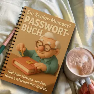 German password finishing notebook - spiral-bound portable codebook with German tabs for account/security notes, passwords and login information - practical gifts for adults, elders, parents, home office and online use