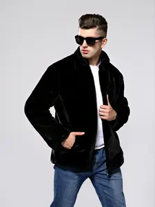 Men's Faux Fur Coat, Fashionable Long Sleeve Jacket, Pure Color Casual Outerwear, Warm and Comfortable for Fall and Winter