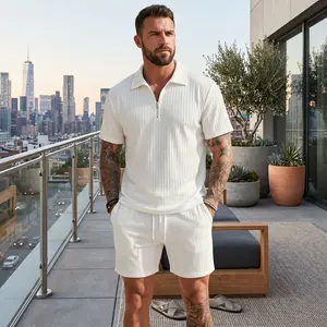 Summer Luxury Lounge Set for Men - Breathable Waffle Knit Co-ord Sports All-Day Comfort Stretch