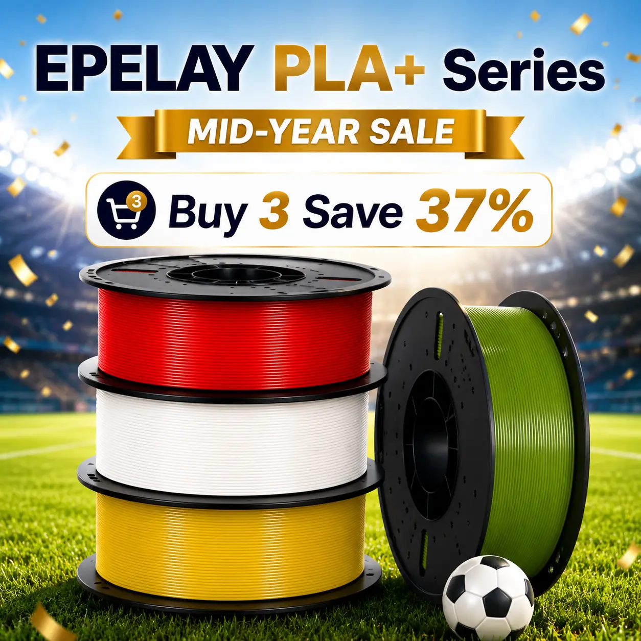 Epelay PLA+ 3D Printer Filament, 1.75mm Diameter, 0.02mm High Precision, Odor-Free, Easy Feed, Anti-Clog, Eco-Friendly FDM Consumables for DIY Projects, Compatible with Most FDM Printers, High-Speed Printing Bundle (Summervibes)