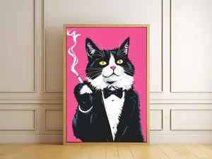 Funny Cat Meme Poster, Funny Animals Wall Art, Retro Pet Art Print, Home Room Decor, Gift For Him Her