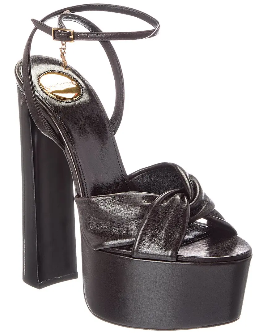 Saint Laurent Plaque Knot 105 Leather Sandal Saint Laurent Plaque Knot 105 Leather Sandal