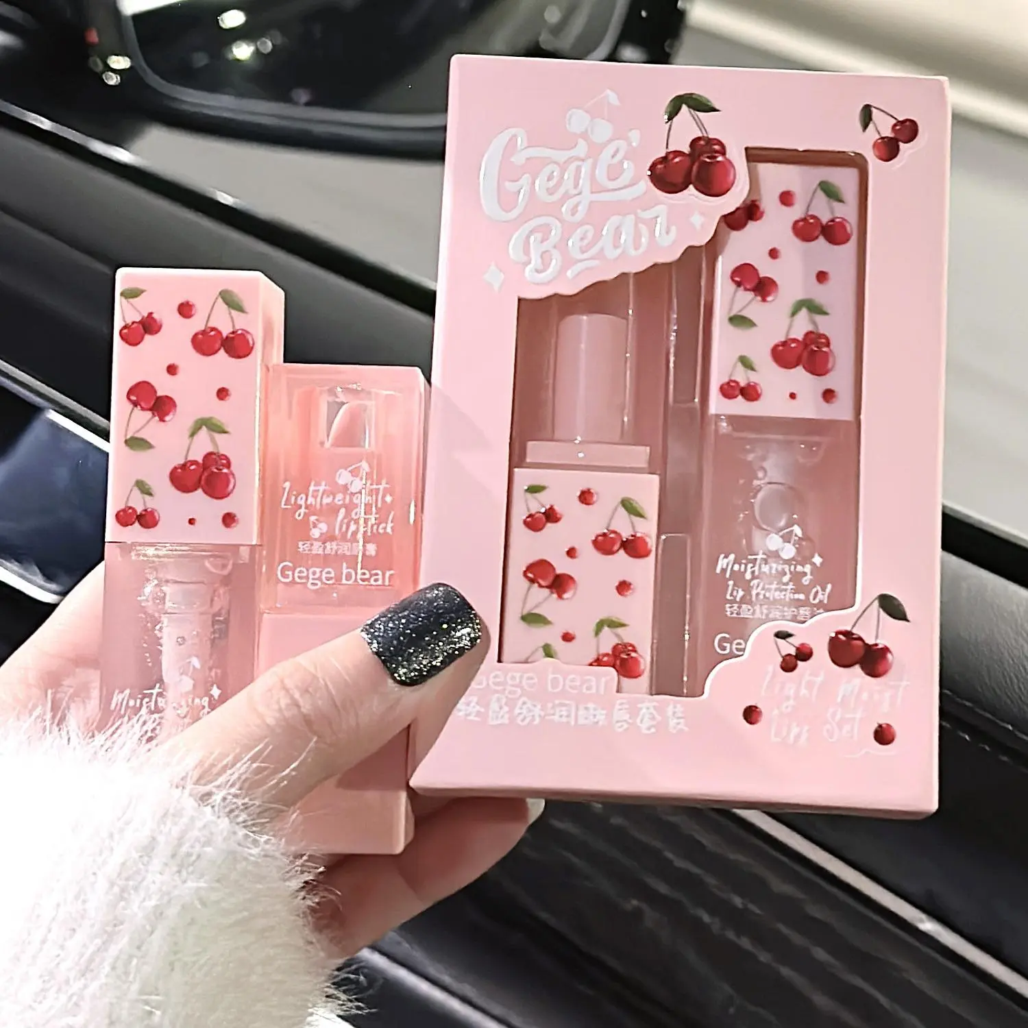 Cherry Pattern Moisturizing Lip Oil, Glossy Clear Lip Glaze Stick, Plumping Hydrating Lip Stick for Girls & Women, Lip Therapy, Christmas Gift