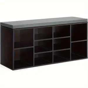 Shoe Storage Bench, Entryway Bench with Storage, 3-Tier Shoe Rack Bench 10 Cubbies Adjustable Shelves Shoe Organizer Shelf for Hallway Front Door Living Room Bedroom