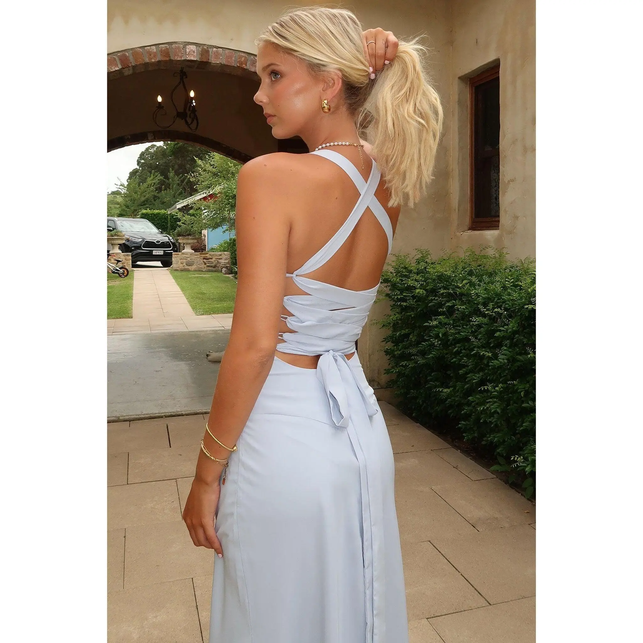 beige maxi long sleeve dress Beige Maxi Gown main image 0