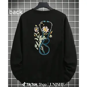 Floral Stethoscope Nurse Sweatshirt – Cozy Long Sleeve For Nurses And Nursing Students Hoodied Essential Cotton Sweaters Hoodied Sweaters for All Genders