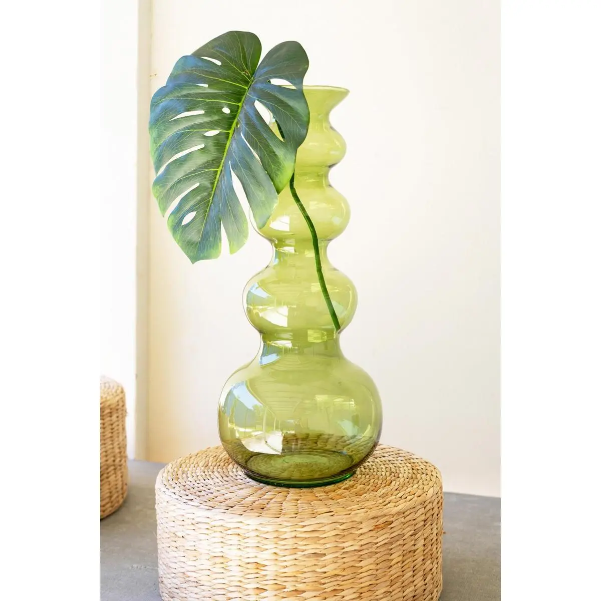 Large Recycled Glass Bubble Vase – Green | Handblown Statement Vase