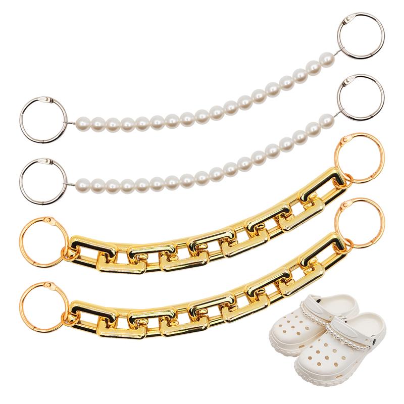 Pearl Chain Decoration Clog Charms for Teen Men Women Adults Kid Shoes Accessories - Christmas Gift
