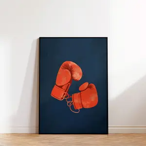 Red Boxing Gloves Wall Art Print Boys Room Sports Decor Playroom Athletic Art Nursery