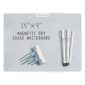 Large Dry Erase Board 15 inch x 9 inch, Inkless Nano Magnetic Whiteboard with 3 Markers, Reusable Desktop Writing Board for Home Office Drawing To-Do Lists, Perfect Christmas Birthday Gift for Students and Office Workers