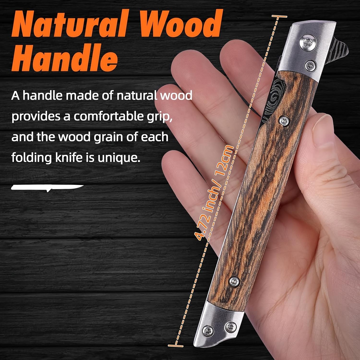 Premium Pocket Folding EDC Tool with Durable D2 Steel,Sandalwood Handle;Smooth One-Hand Use for Everyday Carry; Reliable Outdoor Gear for Daily Tasks, Hiking, Camping,Travel,Fishing and Working . Practical, High-Quality Gift Choice for Men