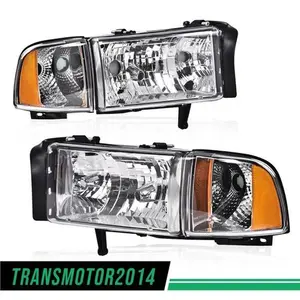 Chrome Housing Amber Corner Headlights Lamp Fit For 94-02 Ram 1500 2500 3500 New