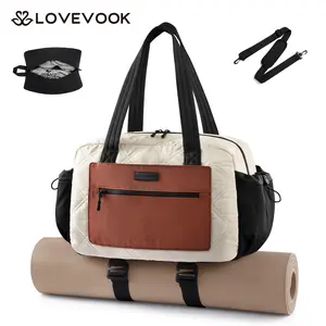 LOVEVOOK Women’s Gym Duffel Bag with Yoga Mat Holder & Wet Pocket, Lightweight Carry On Weekender, Personal Item Travel Bag for Workout, Dance, Ballet, Yoga, Hospital, Weekend Trips