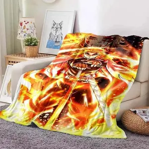 Demon Slayer Kimetsu no Yaiba Infinity Castle D-Demon Slayer Pattern Flannel  Blanketfor Couch Bed Sofa Office-Soft and Soothing  Printing  Blanket For All Season