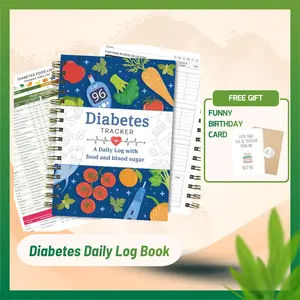 [Gift] Diabetes Daily Log Book, Diabetes Food List Meal Planner, Diabetic Record Monitor for Types 1 & 2, Food & Blood Sugar, Glycemic Index (GI), Track Glucose, Carbs Calories, Insulin | A5 Spiral Bound