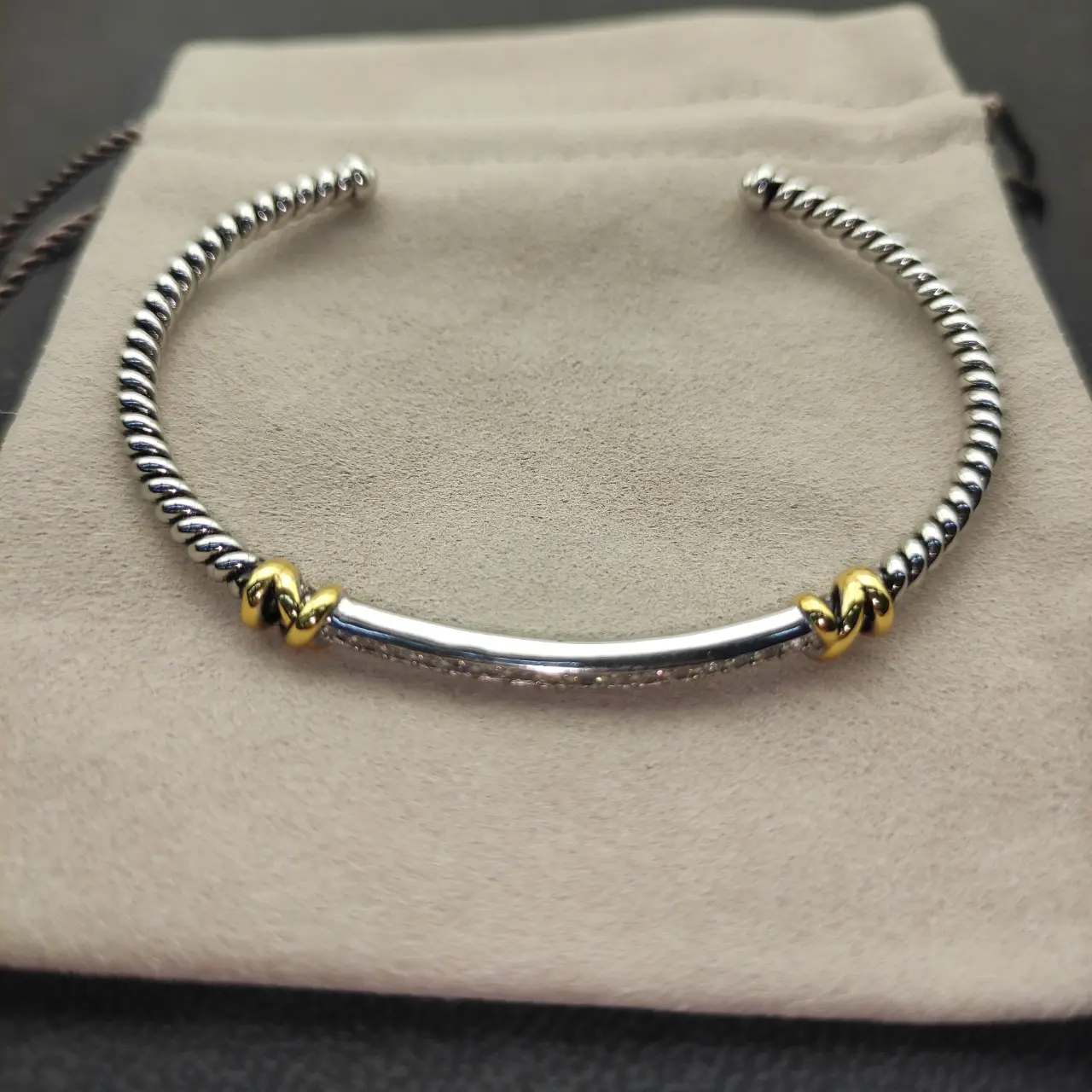 NEW Two-Tone 3mm Gold Wire Wrap Edge Bangle Bracelet for Women | Mixed Silver & Gold Plated Thin Cuff Bracelet | 3mm Slim Gold Rim Open Cuff | Trendy Stackable Minimalist Jewelry for Daily Wear or Gift