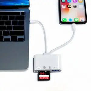 4 in 1 Card Reader, USB-C to SD TF CF Camera OTG Multi-functional Card Reader, Easy Plug and Play, Digital Trail Game SD & TF/Micro SD Card Viewer, Phone Accessories