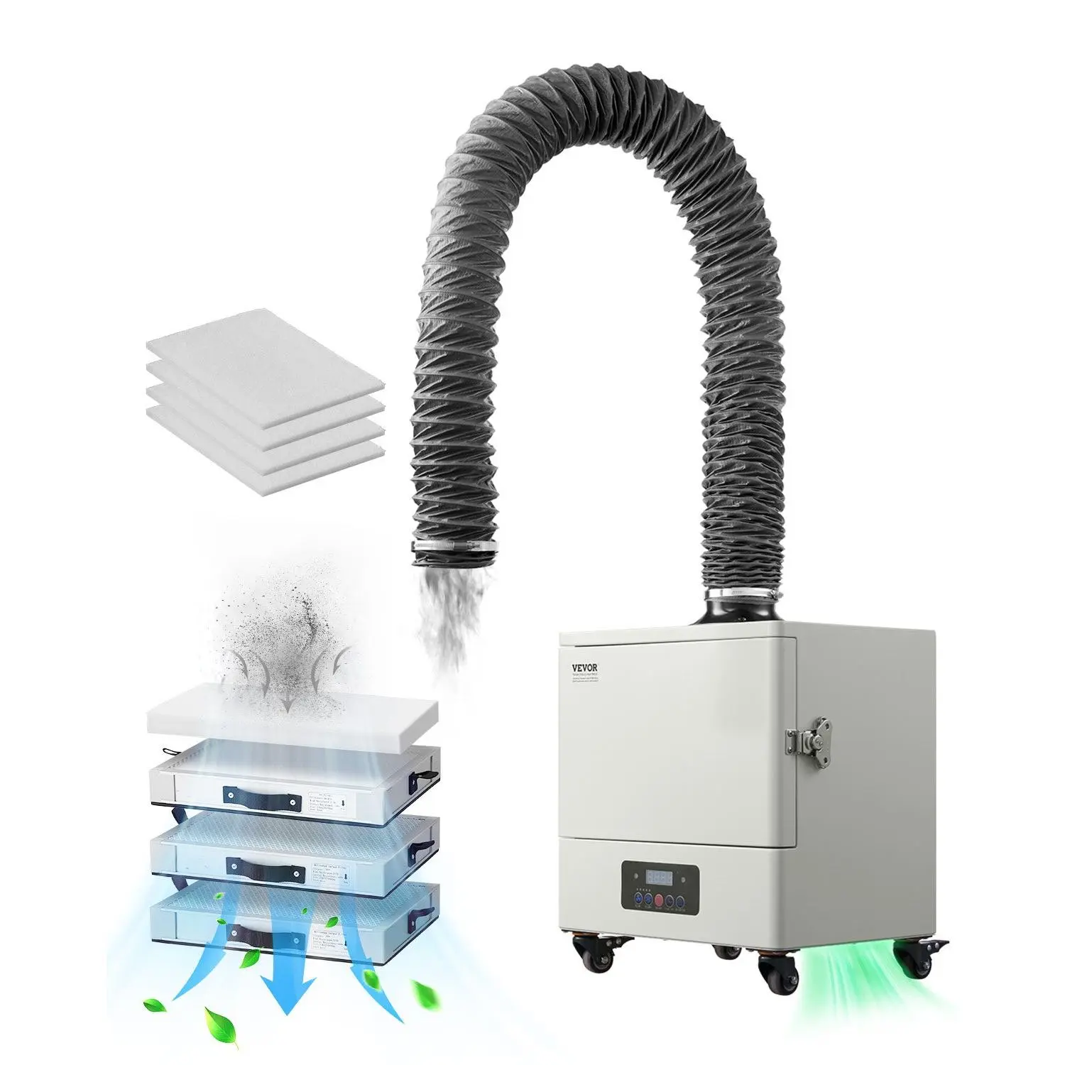 dx2000ii Corded Solder Fume Extractor with 280W Brushless Motor, 4-Stage Filtration System, 10-Level Speed Adjustment, 459 m/h Efficient Smoke Removal, Filter Blockage Alarm, Easy to Move