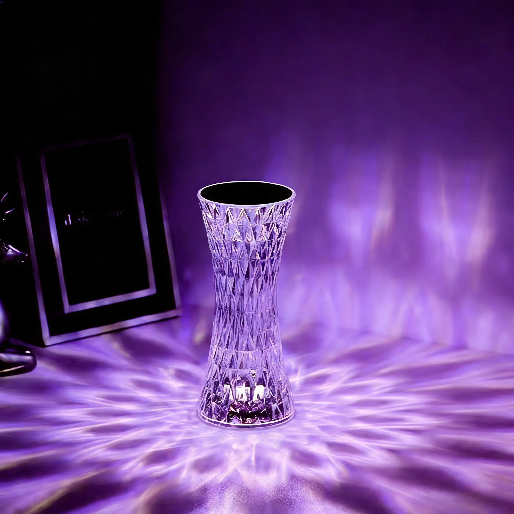 Small Waist Crystal Diamond LED Night Table Lamp, 16-Color Changing Eye-Friendly Light, Touch Control - USB Powered Type-C 2000mA, Remote Control Bedside Lamp for Bedroom Decor (Live Auction, Best Gift for All Ages)