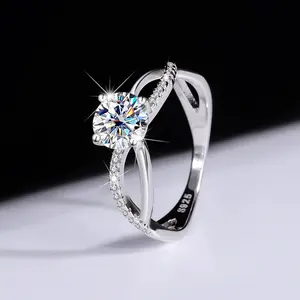 Authentic Moissanite Ring in Sterling Silver