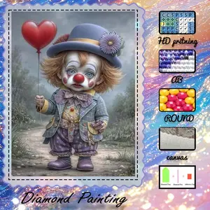 5D-DIY, premium velvet canvas, diamond art, diamond painting kit, heart-shaped balloon, hat AB diamonds, fairy dust diamonds, crystal diamonds, perfect home decoration, handmade diamond art painting kit, special craft diamond art kit.