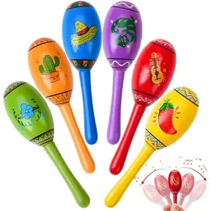 Cinco De Mayo 6 PCS Mini Wooden Maracas for Kids, Mexican Fiesta Party Favors and Noisemakers, Cinco De Mayo Party Favors, Musical Fun, Birthday Parties, Luau Party, Taco Tuesday Event