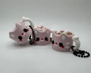 3D Printed Kitty Cocoa Clickers – Adorable Hot Cocoa Fidget Toys | Choose Whipped, Marshmallow, or Classic | Cute Cat Mug Keychain