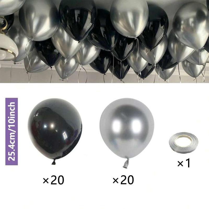1050pcs Black Silver Party Balloons Decorations Silver Happy Birthday Banner Chrome Latex Heart Shape Foil 1000pcs Black Rose Petals for Birthday Wedding Baby Shower Anniversary Perfect Kit for All Occasions happy birthday roomdecor fake flower petal Gold
