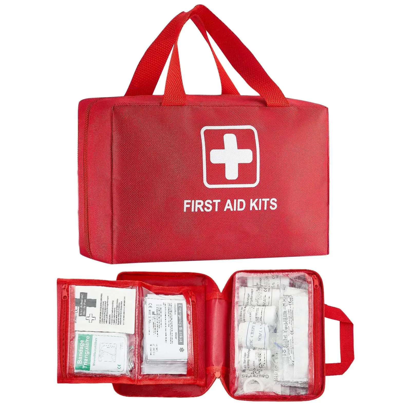 500 Pieces First Aid Kit, 600D Nylon Large Capacity Emergency Survival Medical Bag, FDA Standard Portable Emergency Medical Supplies, Compact Lightweight First Aid Bag for Home, Car, Office, Travel, Camping, Hiking & Outdoor Emergencies