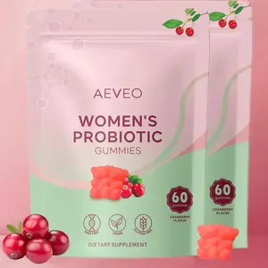 AEVEO Women's Probiotic Gummies Cranberry Flavor 5 Billion CFUs 60 Count Vegan Non-GMO for Feminine Balance Odor Control Yeast Flora Health Vitamin C Immune Support - Healthcare, Dietary