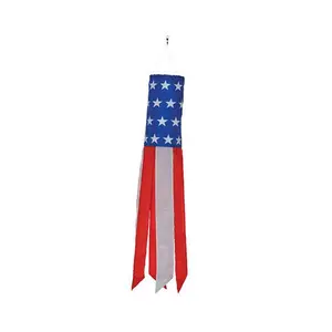 In the Breeze Stars and Stripes Windsock - Patriotic Hanging Decoration - Red White and Blue Taffeta Material - Lightweight Polyester Fabric - Easy Hangable Ornaments