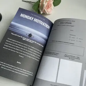 Hardcover notebook for men’s self-improvement — a notebook for men focused on self-improvement and responsibility planning; track goals and progress using this masculine, minimalist black notebook—an office accessory suitable for individuals with attentio