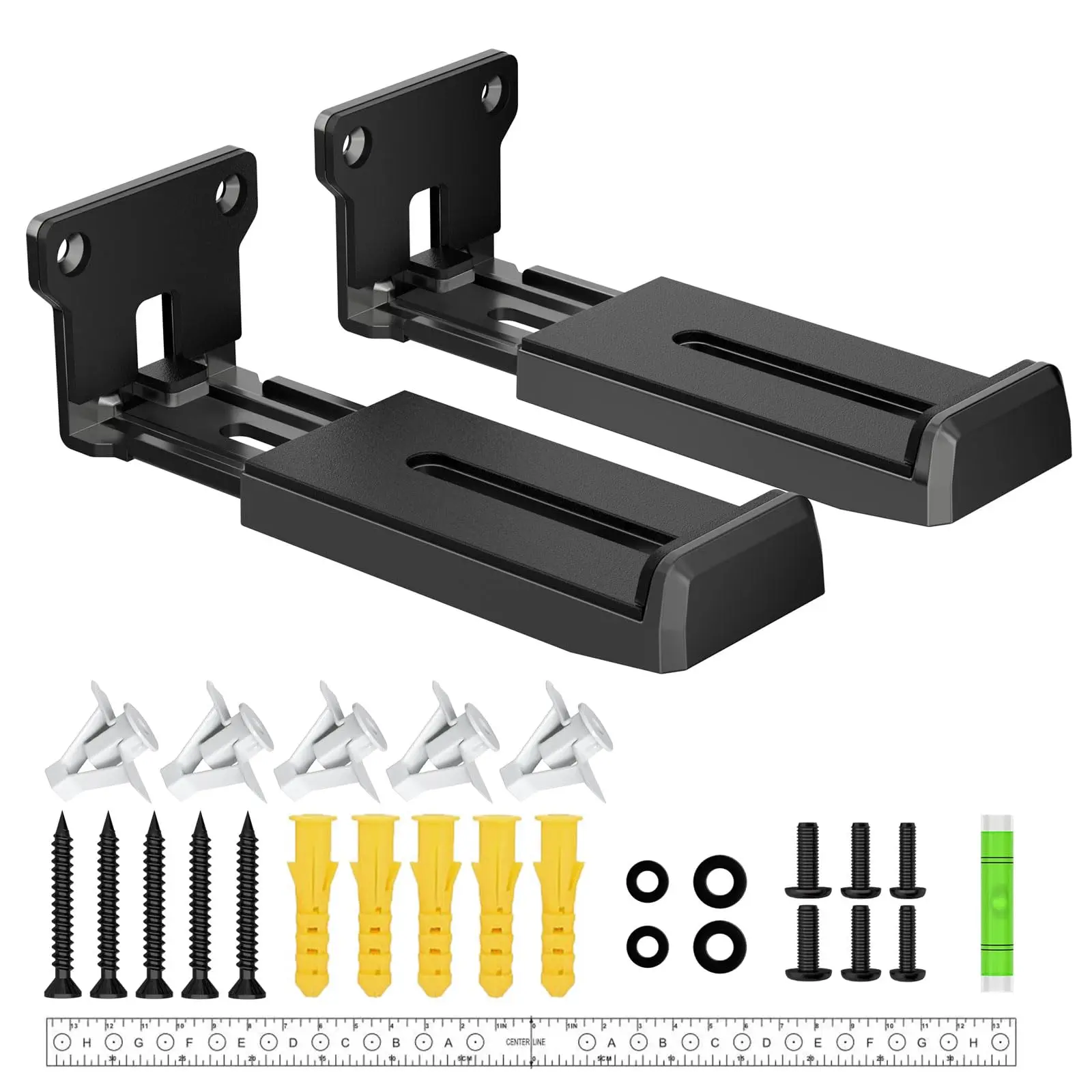 Soundbar Wall Mount, Depth Adjustable 3.6”-6.4”, Sturdy Design | Easily Hold up to 33lbs, Sound Bar Mounts Under TV for Samsung, Bose, Vizio, Sony, Sonos and More, All-round Soft Pads, Black