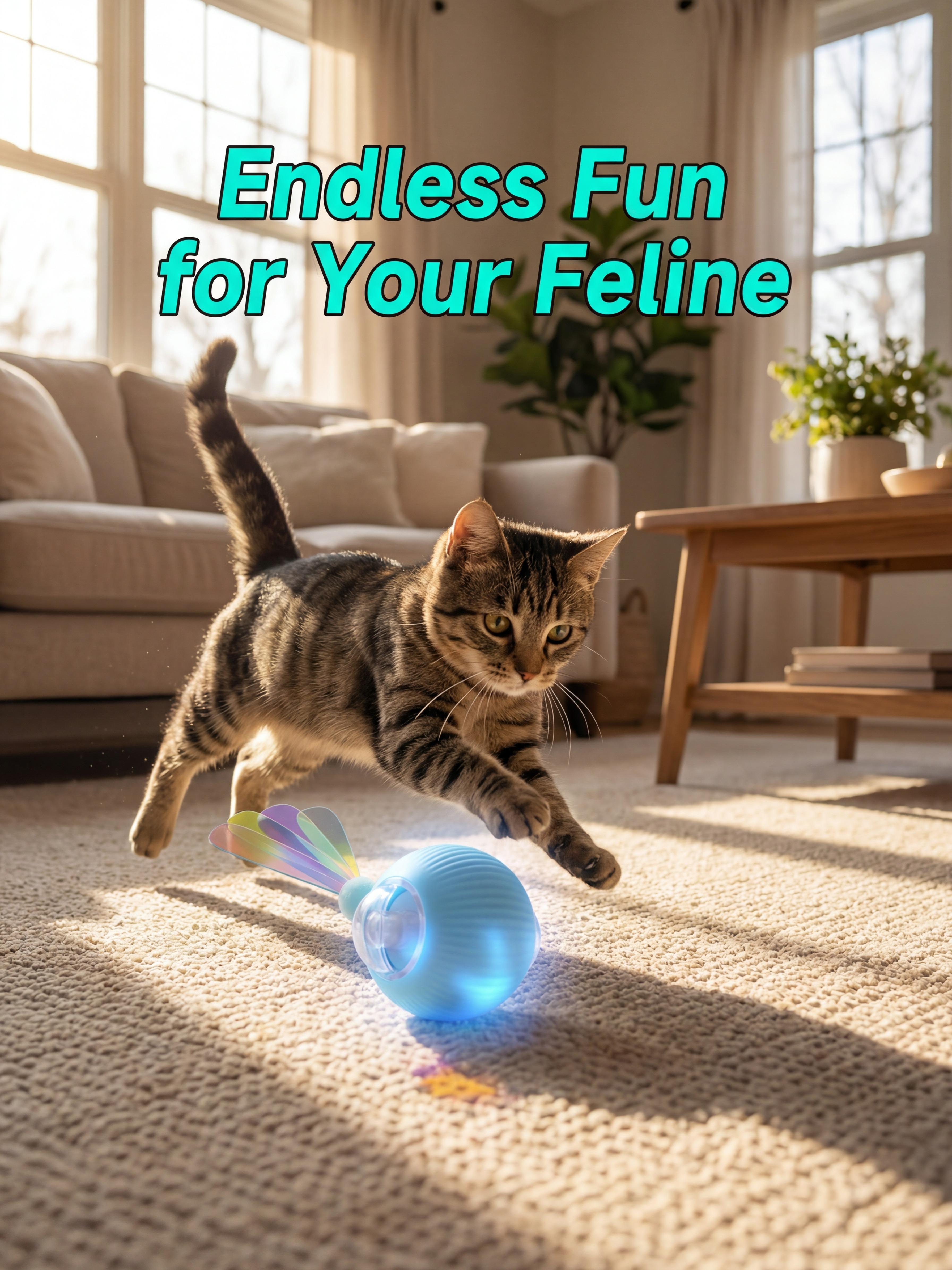Electric Cat Toy Ball with Rope, Interactive Cat Teaser Toy, Automatic Rolling Ball Toy, Pet Supplies, Dog & Cat Accessories，Gift For Pets