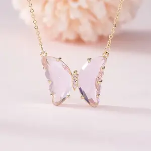 Pink Butterfly Necklace for Women - Fashion Accessory