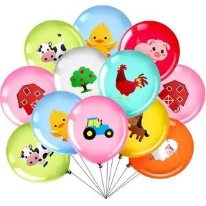 36 Pieces 12 Inch Farm Animal Balloons, Pig Cow Sheep Latex Balloons Tractor Barnyard Animal Farmhouse Party Decoration For Kids Baby Shower Farm Themed Birthday Party Favors Indoor Outdoor