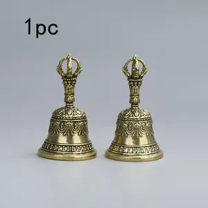 Carved Bronze Bell, Hand-Held Shaker with Clapping Handle, Soothing Sounds for Healing, Ideal for Church, Weddings, Schools, Festivals