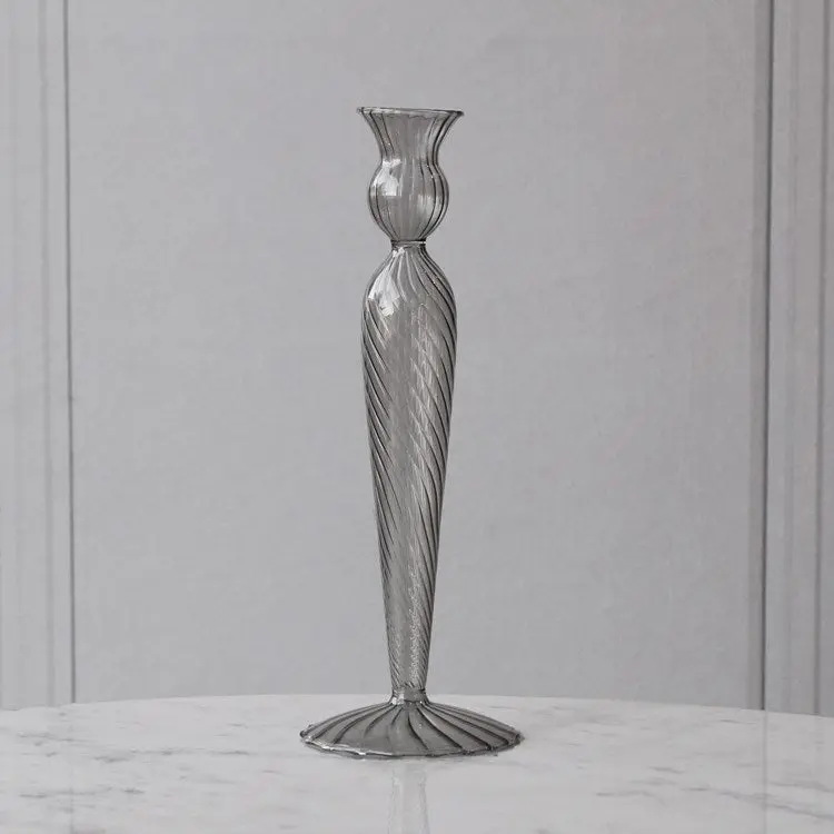 GLASS Cambridge Vienna Large Candlestick Holder (Light Gray)