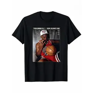 Men's MJ 3 Championships Slam Magazine Graphic T-Shirt 100% Cotton Crew Neck Casual Tee S-3XL