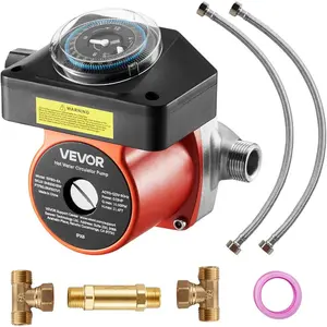 VEVOR Hot Water Recirculating Pump, 10 GPM, Instant Circulation Circulator Pump System, 3-Speed Control, 0.13 HP, 110-120V, NPT 3/4 in to NPT 1/2 in Adapter, Cast Iron Head, for Water Heater SystemVEVOR Super Brand Day