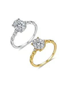 S925 Silver Plated 18k Egg Shape Moissanite Wedding Ring, Engagement Rings, Interlocking Design, Women's Jewelry, Bridal Statement Ring, Main Stone 8x6mm/1.5ct