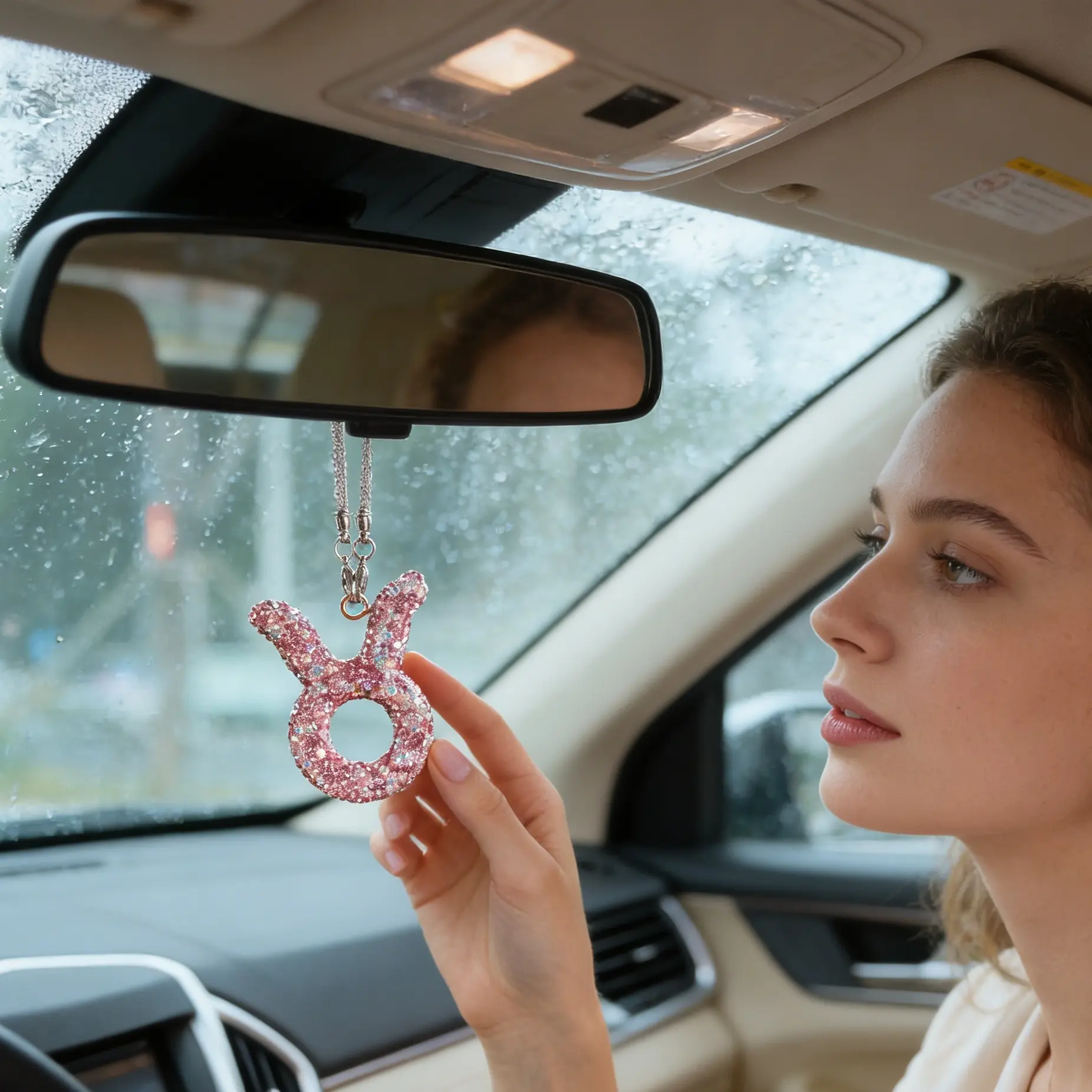 Zodiac Full Drill Car Pendant, Rearview Mirror Decoration, Luxurious Car Interior Accessory, Exclusive Zodiac Design